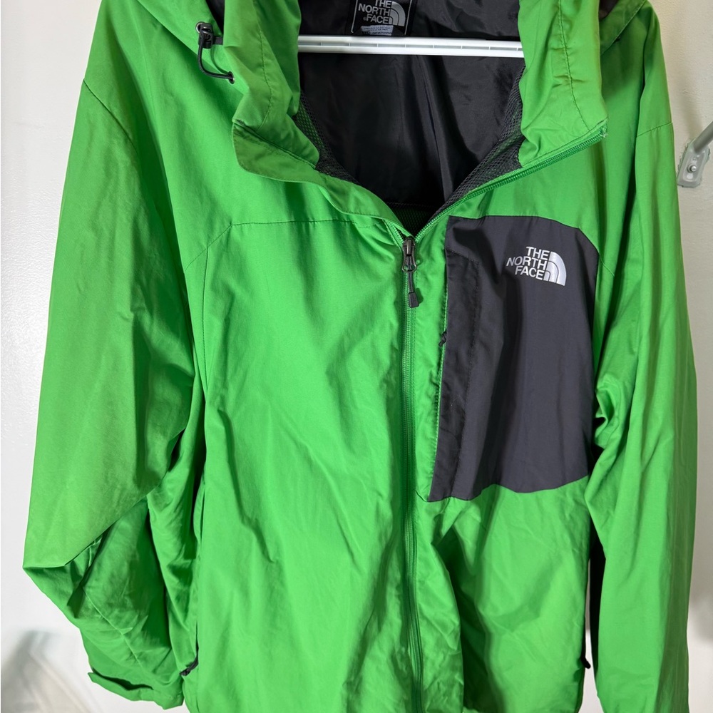 The North Face Black and Green Rain Jacket